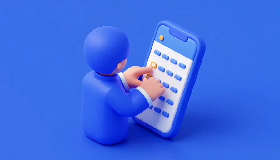 Mobil takvimde hatırlatıcıları kontrol eden avukat