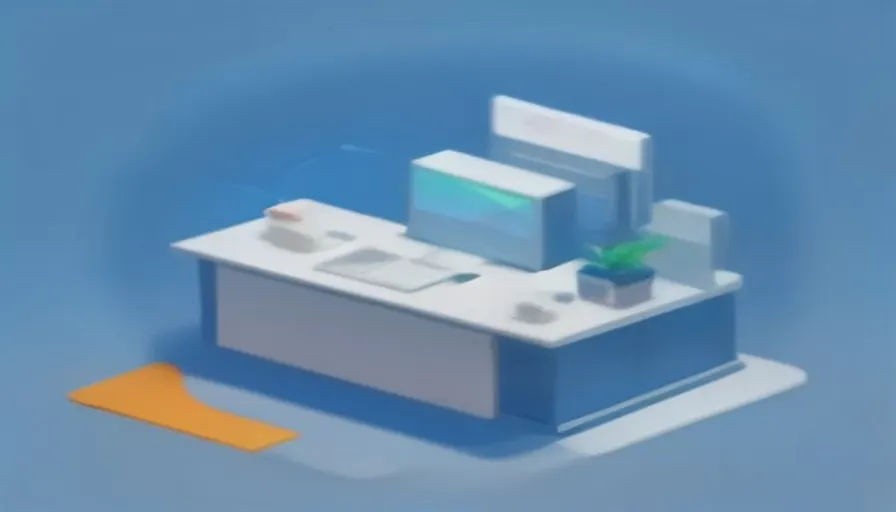 Büro içi takip ve kontrol sistemini gösteren 3D isometrik illüstrasyon
