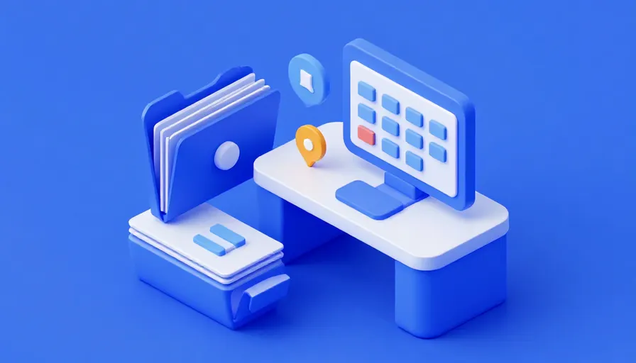 Modern bir hukuk bürosunda dijital dosya ve takvim ekranı