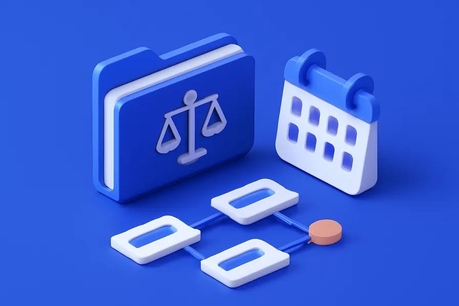 Dosya envanteri, takvim ve görev kartlarıyla hukuk bürosu kayıt düzeni