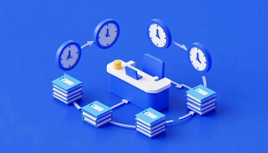 Modern bir hukuk bürosunda dijital saatler ve dosya yığınları