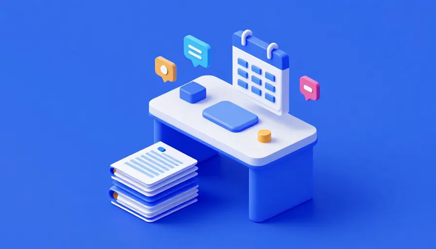 Büro içinde süre takibi için düzenlenmiş masa ve takvim
