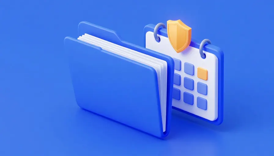 Dosya yığını, işaretli takvim ve koruyucu kalkan