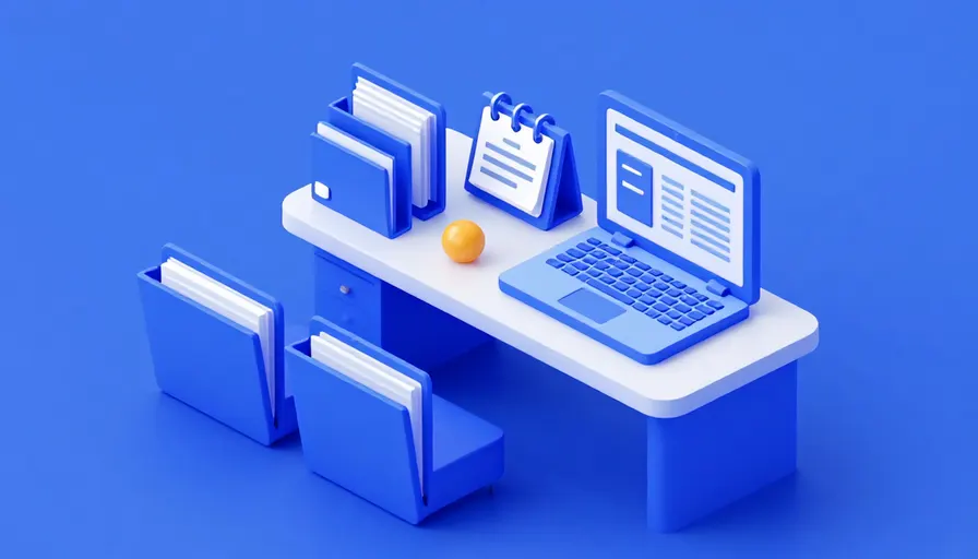 Düzenli dosyalar, takvim ve yasal gösterge paneliyle ofis masası