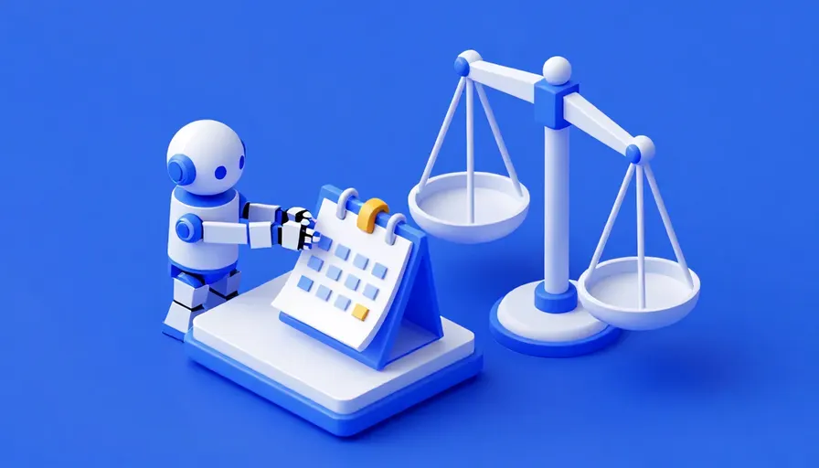 Masa takvimine belge yerleştiren robot kol ve yanındaki terazi