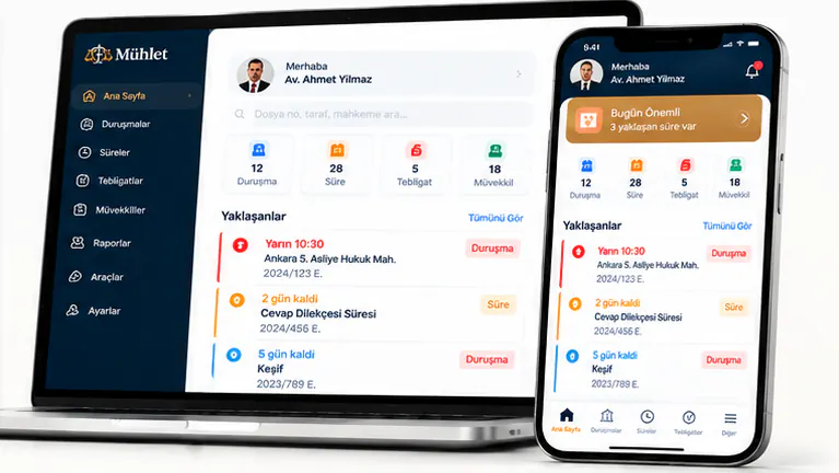Mühlet web paneli ve mobil uygulama ekranları
